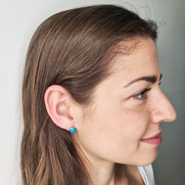 Kék márvány ezüst színű fülbevaló