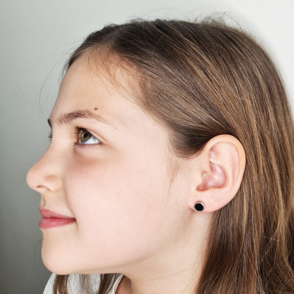 Ónix ezüst színű fülbevaló