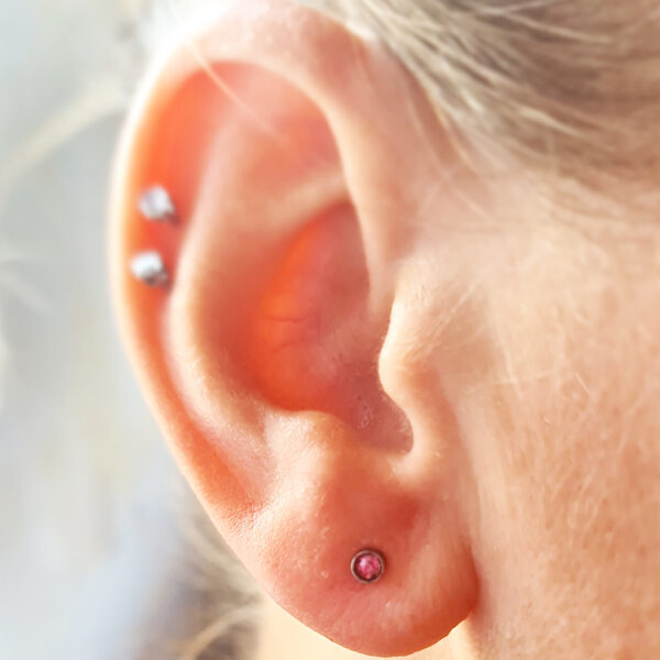 3 mm pink kristály ezüst színű fülbevaló