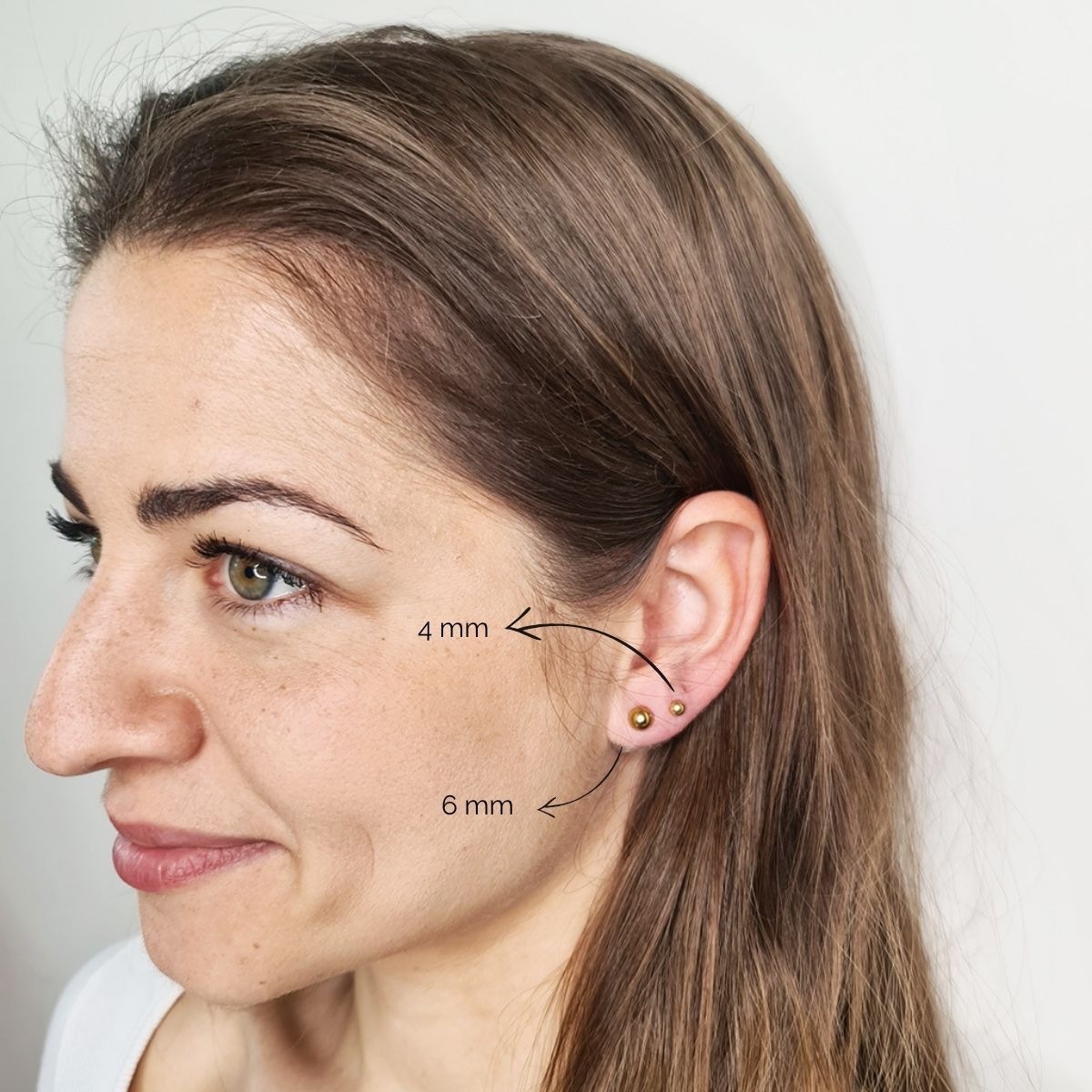 6 mm pont arany színű fülbevaló - Image 7